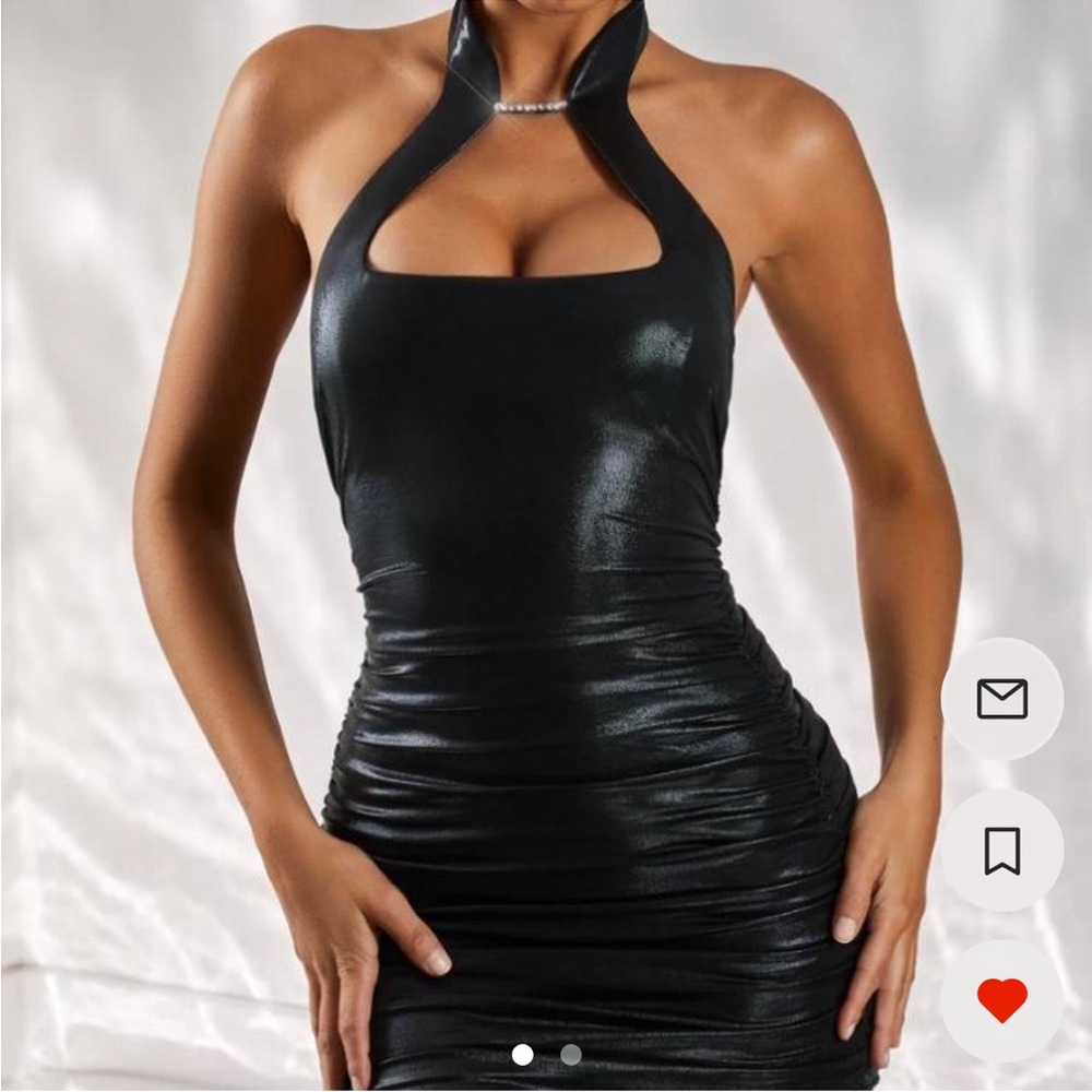 Black pleather bodycon dress